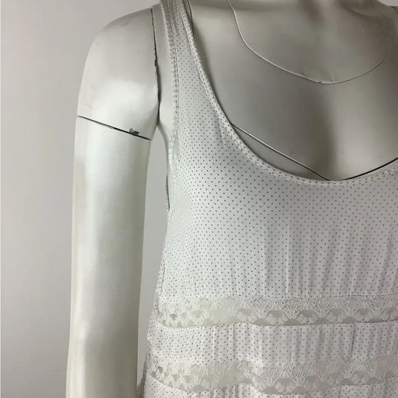 Intimately Free People Sz XS Voile Trapeze Slip Mini Dress White Nylon Lace - Picture 3 of 9